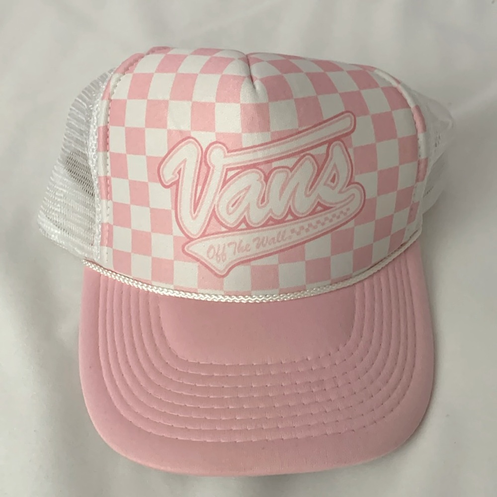 Vans Off The Wall Classic Checkerboard Pink Snapback Mesh Trucker Hat